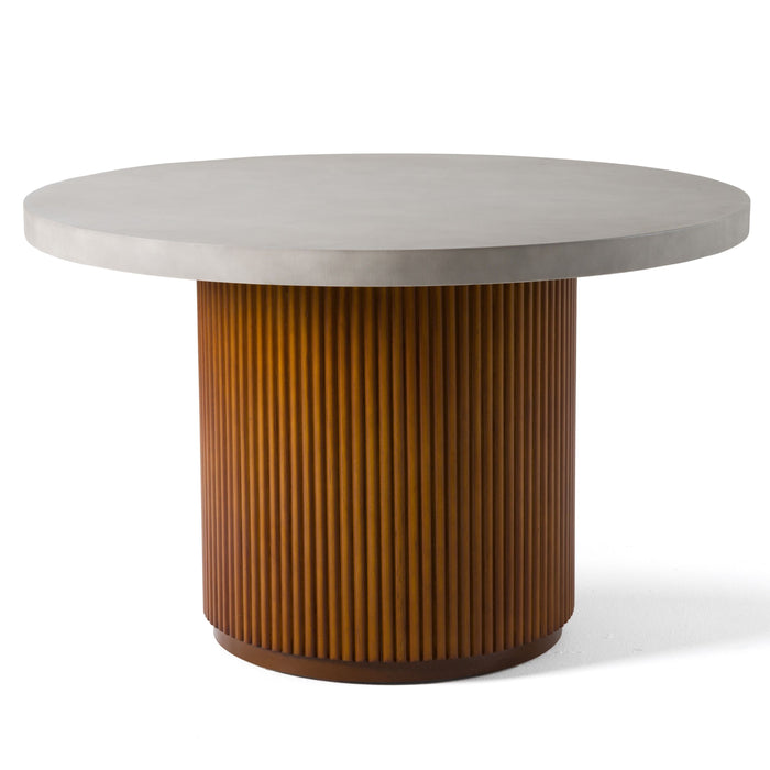 Duncan Modern Faux Concrete Walnut Round Dining Table