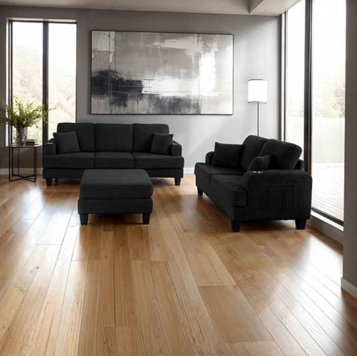 Moretaine Black Sofa and Loveseat Set