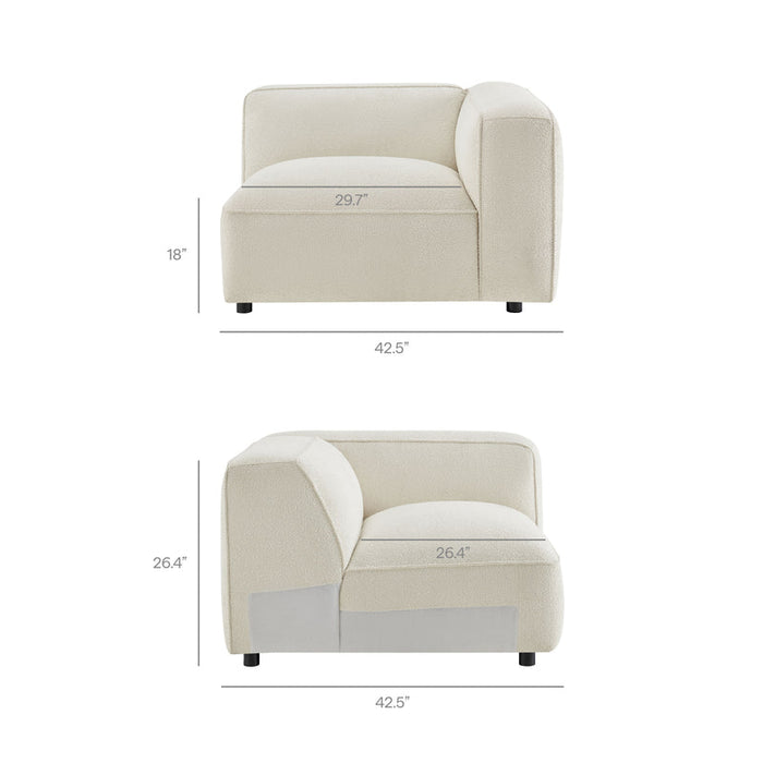 Auren 4 Piece Lattice Bouclé Upholstered Modular Sofa with Ottoman in Cream