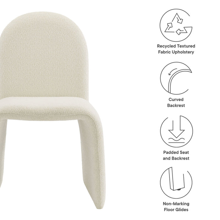 Junia Boucle Upholstered Arch Armless Dining Chair in Cream