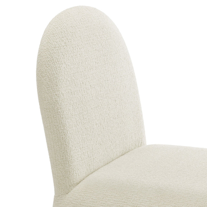 Junia Boucle Upholstered Arch Armless Dining Chair in Cream