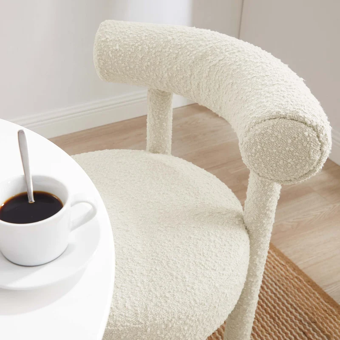 Toulouse Boucle Fabric Dining Chair Set of 2 in Ivory