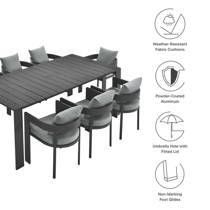 Tahoe 9-Piece Outdoor Patio Aluminum Dining Set in Gray Gray