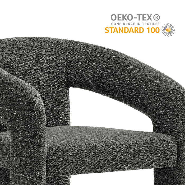 Oslo Barrel Fabric Upholstered Dining Accent Chair in Anthracite