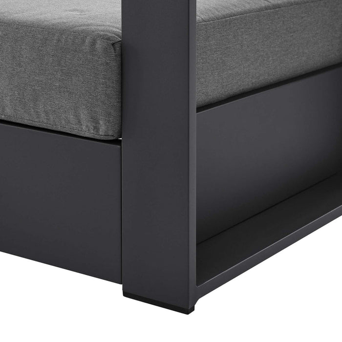 Tahoe Outdoor Patio Powder-Coated Aluminum Armchair in Gray Charcoal