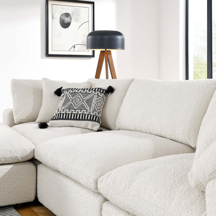 Commix 4-Piece Down Filled Overstuffed Boucle Fabric Sectional Sofa in Ivory