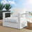 Tahoe Outdoor Patio Powder-Coated Aluminum Armchair in White White