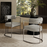 Huron Curved Back Fabric and Metal Dining Accent Chair in Silver Wheat
