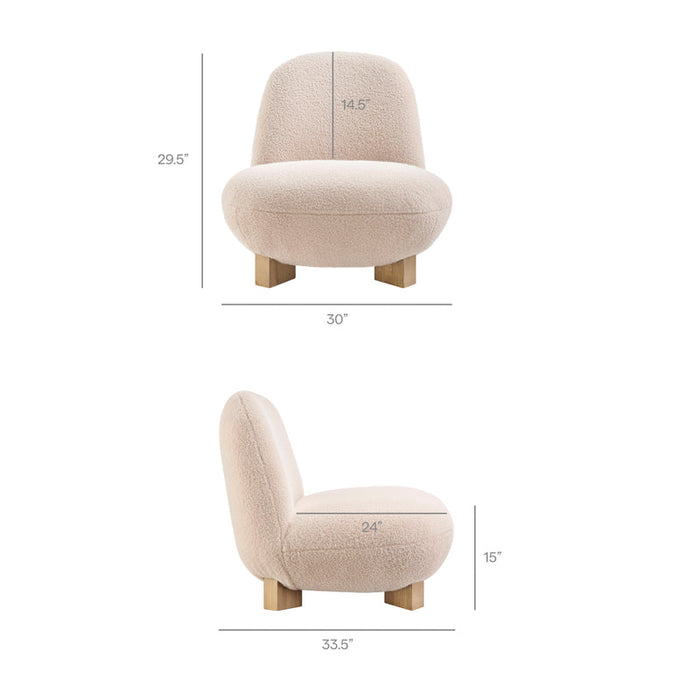 Norwood Faux Mohair Bean Shaped Accent Chair in Petal
