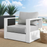 Tahoe Outdoor Patio Powder-Coated Aluminum Armchair in White Gray