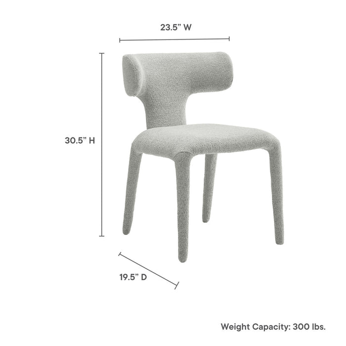 Stellan Curved Back Boucle Upholstered Dining Chair in Dove Gray Set of Two