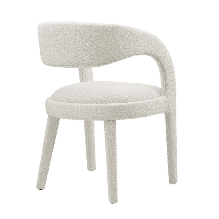 Pinnacle Boucle Upholstered Dining Chair Set of 2 in Ivory