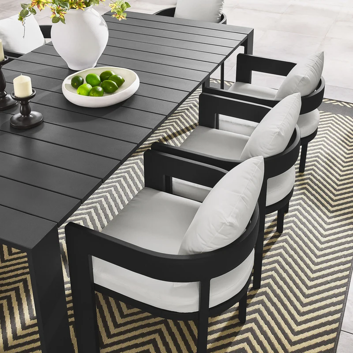 Tahoe 9-Piece Outdoor Patio Aluminum Dining Set in Gray White