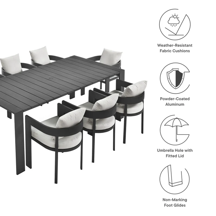 Tahoe 9-Piece Outdoor Patio Aluminum Dining Set in Gray White