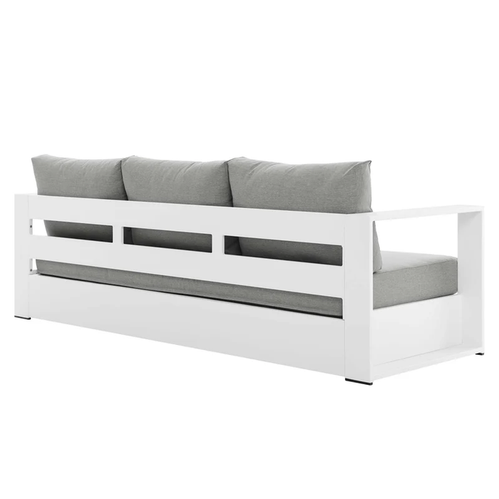 Tahoe Outdoor Patio Powder-Coated Aluminum Sofa in White Gray