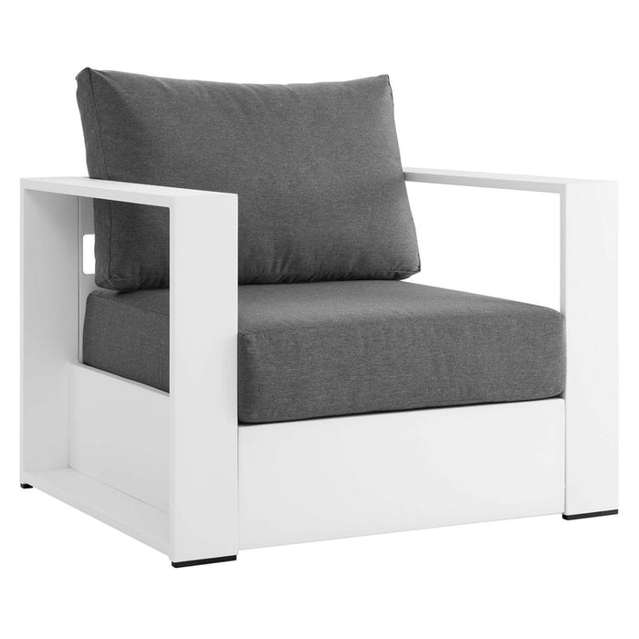 Tahoe Outdoor Patio Powder-Coated Aluminum Armchair in White Charcoal