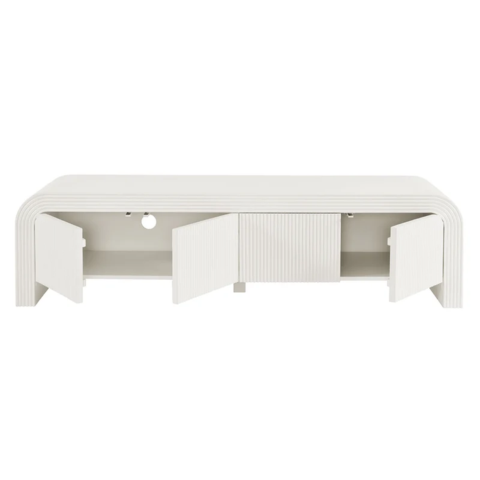 Waterflute 68" Fluted TV Stand in White Matte