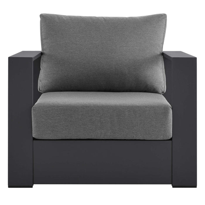 Tahoe Outdoor Patio Powder-Coated Aluminum Armchair in Gray Charcoal