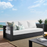 Tahoe Outdoor Patio Powder-Coated Aluminum Sofa in Gray White
