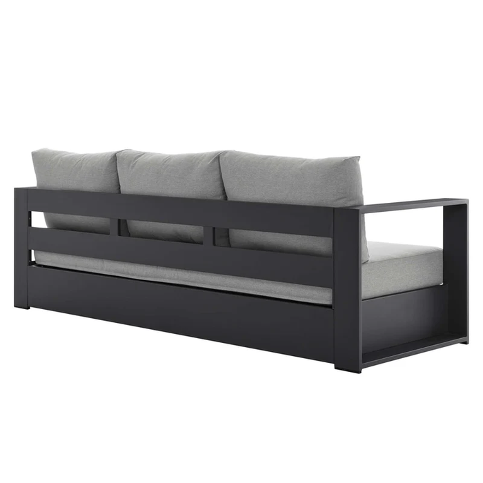 Tahoe Outdoor Patio Powder-Coated Aluminum Sofa in Gray Gray