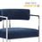Huron Curved Back Fabric and Metal Dining Accent Chair in Silver Navy