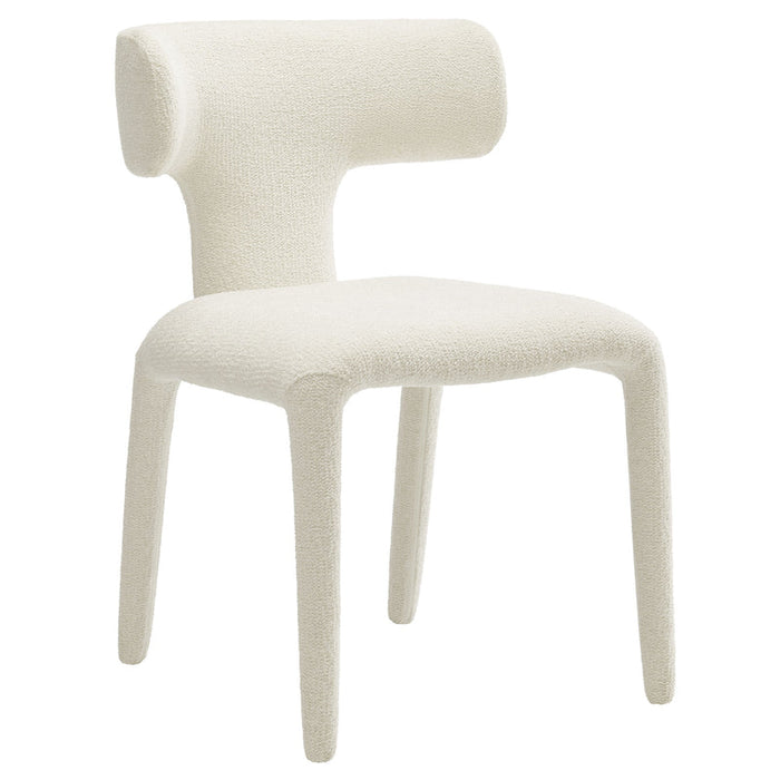 Stellan Curved Back Boucle Upholstered Dining Chair in Cream Set of Two