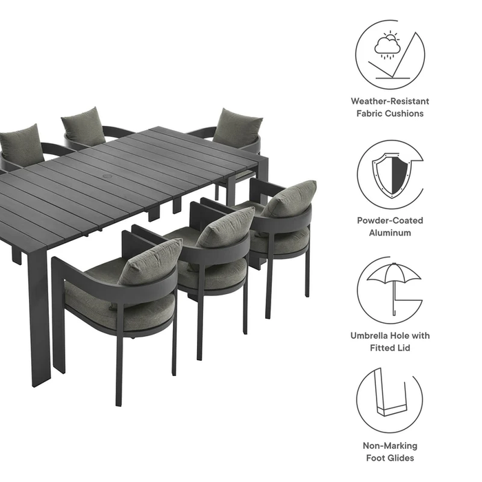 Tahoe 9-Piece Outdoor Patio Aluminum Dining Set in Gray Charcoal