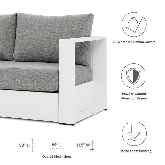 Tahoe Outdoor Patio Powder-Coated Aluminum Sofa in White Gray