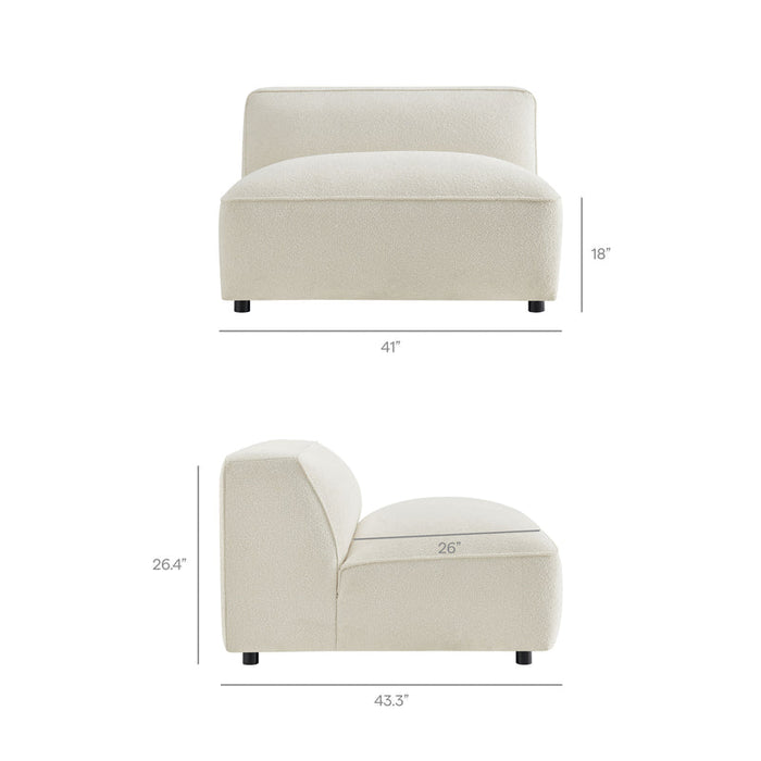 Auren 4 Piece Lattice Bouclé Upholstered Modular Sofa with Ottoman in Cream