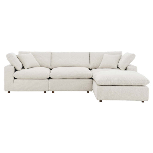 Commix 4-Piece Down Filled Overstuffed Boucle Fabric Sectional Sofa in Ivory