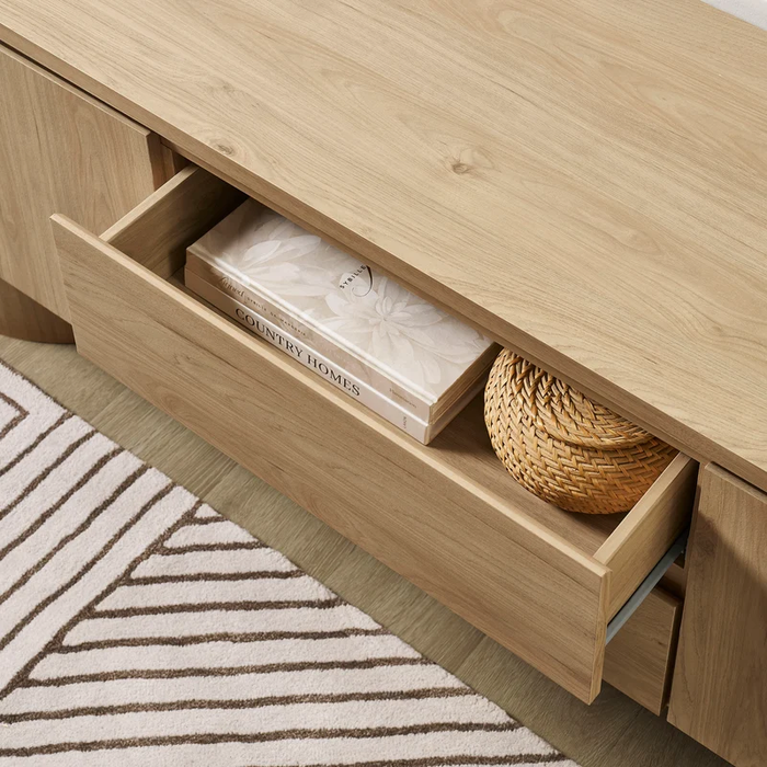 Duval 71 Inch Oval TV Cabinet in Light Oak