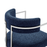 Huron Curved Back Fabric and Metal Dining Accent Chair in Silver Navy
