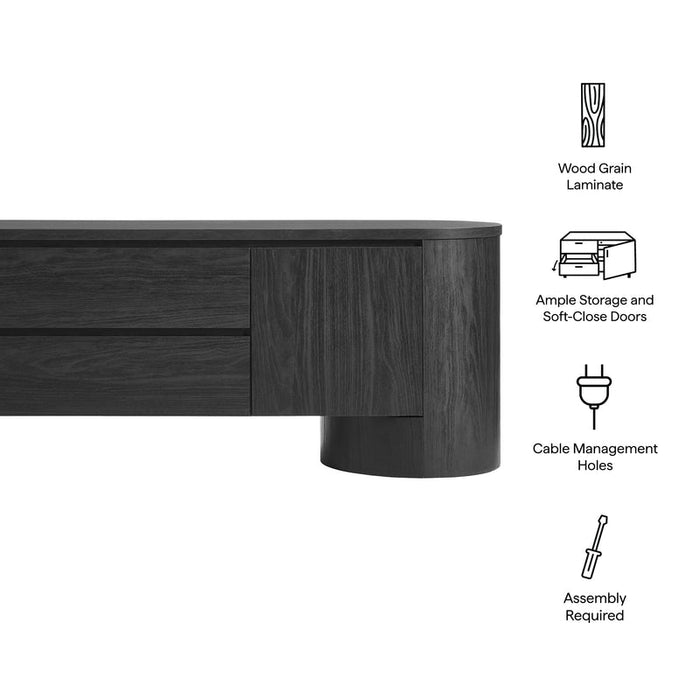 Duval 71 Inch Oval TV Cabinet in Black