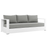 Tahoe Outdoor Patio Powder-Coated Aluminum Sofa in White Gray