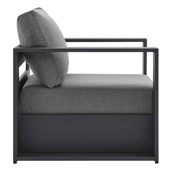 Tahoe Outdoor Patio Powder-Coated Aluminum Armchair in Gray Charcoal