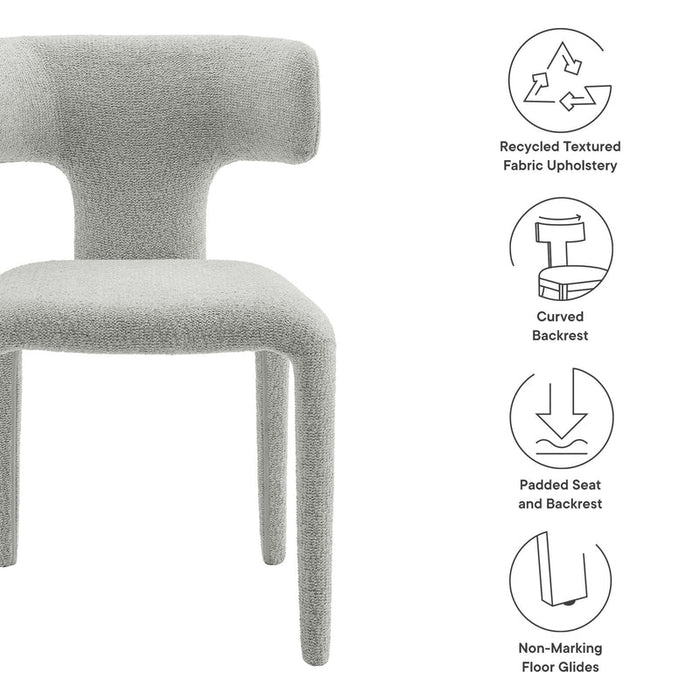 Stellan Curved Back Boucle Upholstered Dining Chair in Dove Gray Set of Two