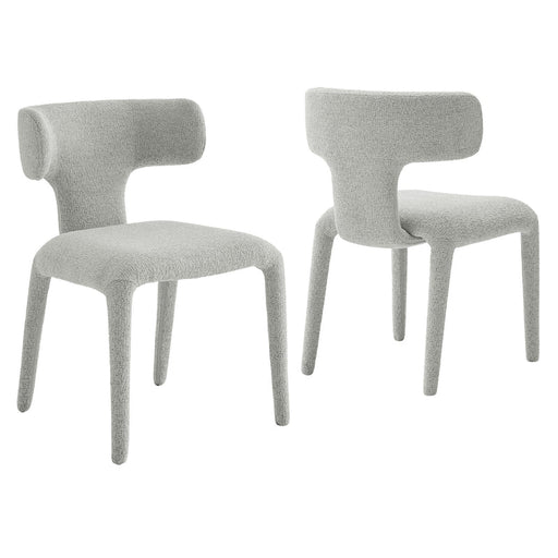 Stellan Curved Back Boucle Upholstered Dining Chair in Dove Gray Set of Two