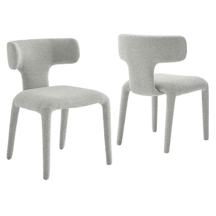 Stellan Curved Back Boucle Upholstered Dining Chair in Dove Gray Set of Two