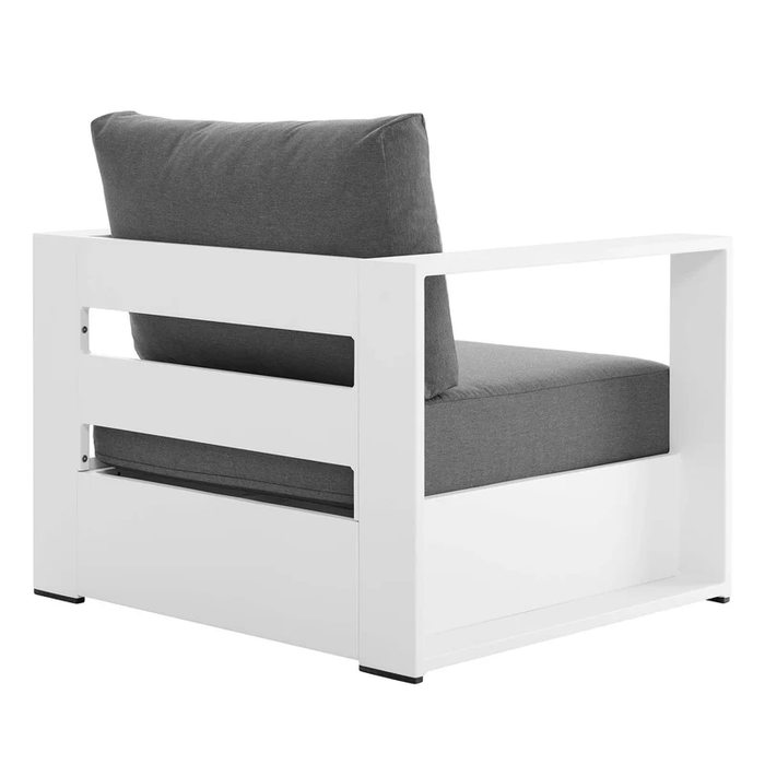 Tahoe Outdoor Patio Powder-Coated Aluminum Armchair in White Charcoal