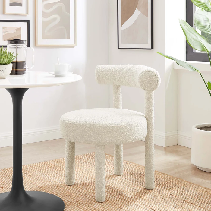 Toulouse Boucle Fabric Dining Chair Set of 2 in Ivory