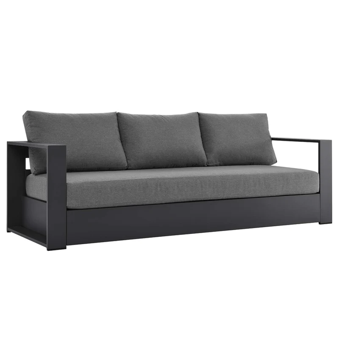 Tahoe Outdoor Patio Powder-Coated Aluminum Sofa in Gray Charcoal