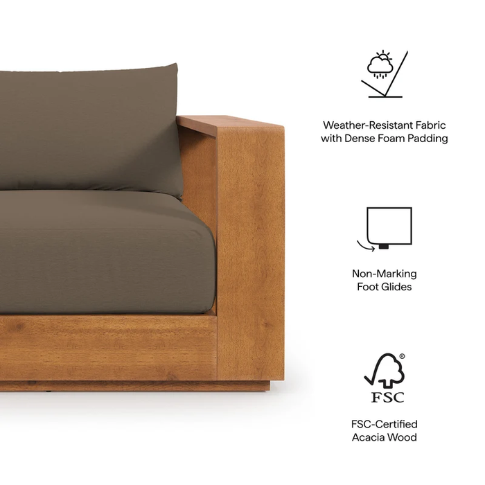 Tahoe Outdoor Patio Acacia Wood Chair in Natural Cocoa