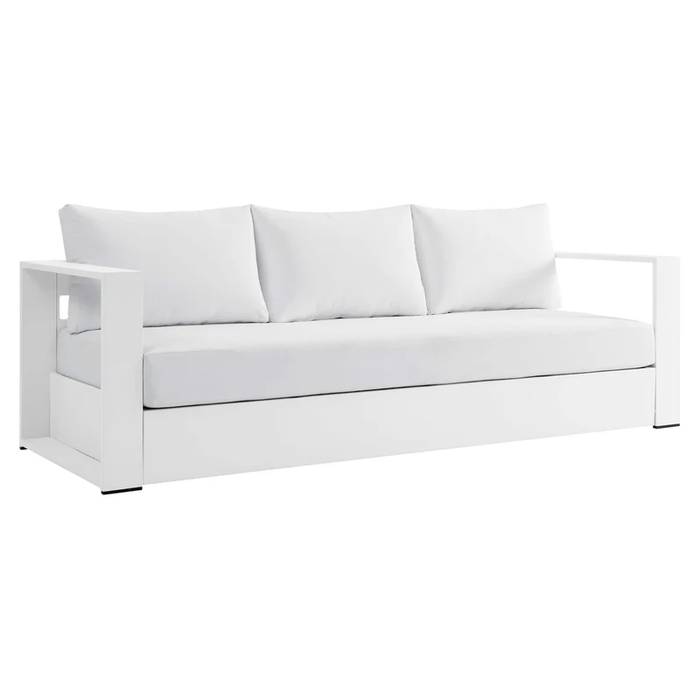 Tahoe Outdoor Patio Powder-Coated Aluminum Sofa in White White