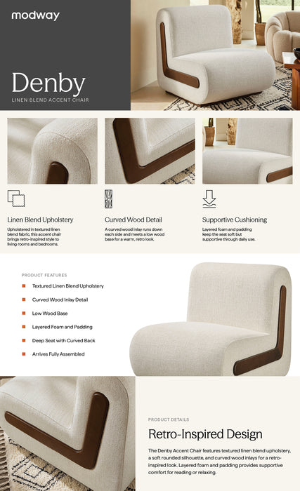 Denby Linen Blend Accent Chair in Ivory