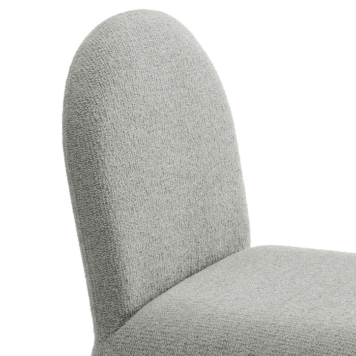 Junia Boucle Upholstered Arch Armless Dining Chair in Dove Gray