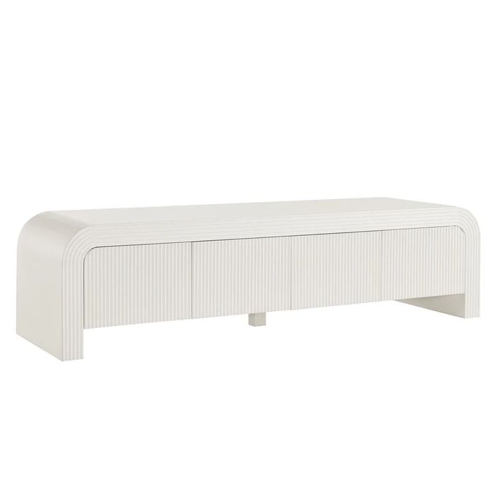 Waterflute 68" Fluted TV Stand in White Matte