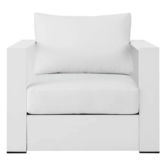 Tahoe Outdoor Patio Powder-Coated Aluminum Armchair in White White