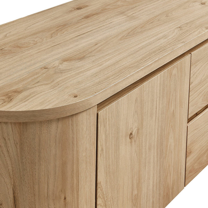 Duval 71 Inch Oval TV Cabinet in Light Oak