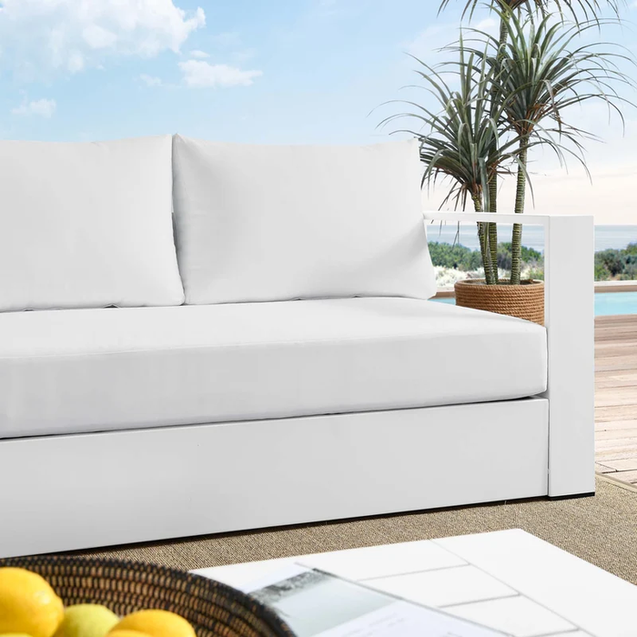 Tahoe Outdoor Patio Powder-Coated Aluminum Sofa in White White