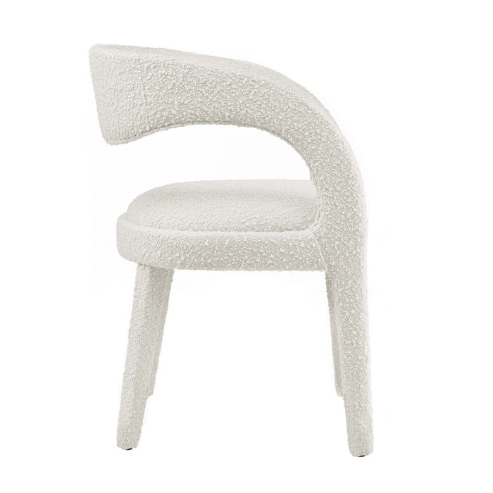 Pinnacle Boucle Upholstered Dining Chair Set of 2 in Ivory